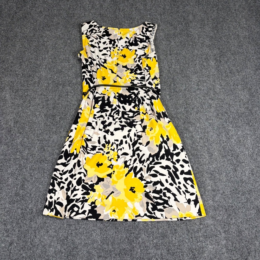 Jessica Howard Yellow Black Floral Dress and Cropped Cardigan Set 12P Petite